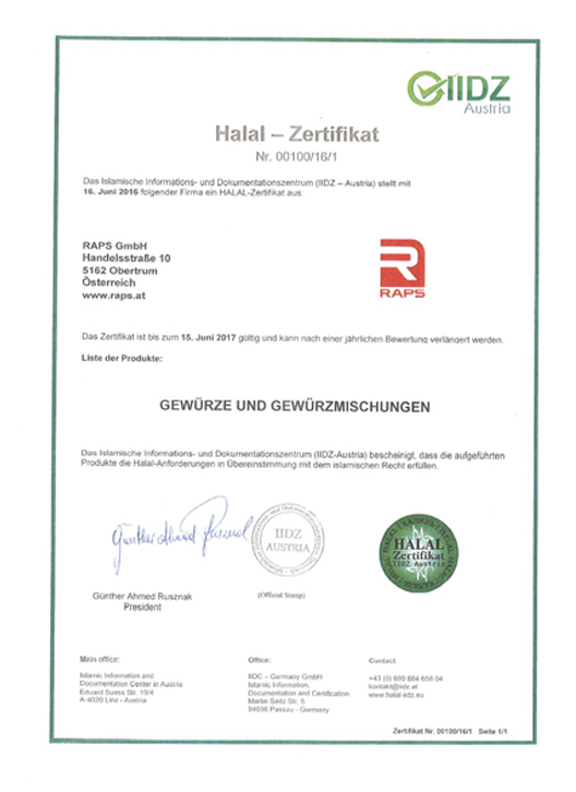 сертификат Daumak halal zertifikat